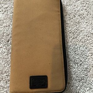 Coach Tan Zip-Around Document Holder Case
